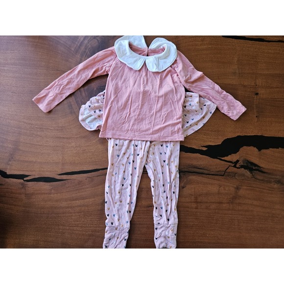 Posh Peanut Other - Posh Peanut Girls 2T Pink Heart Print Dress Set with Ruffle Collar Top
